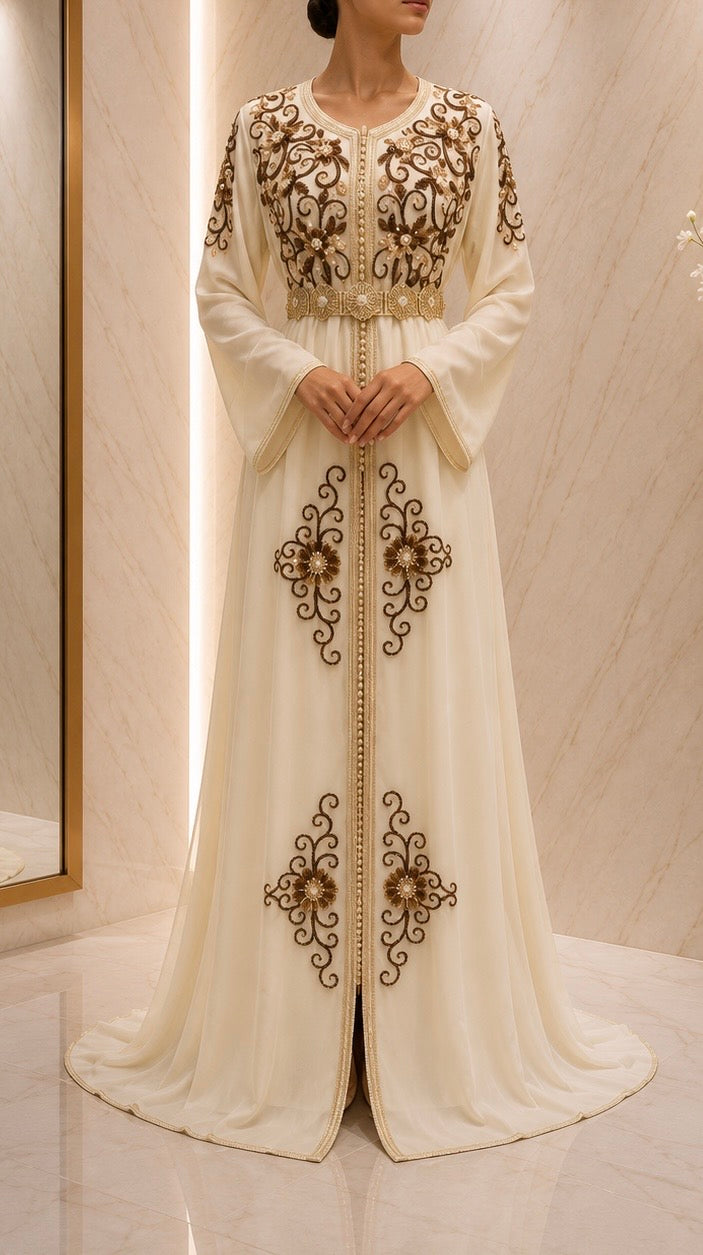 Caftan beige perles
