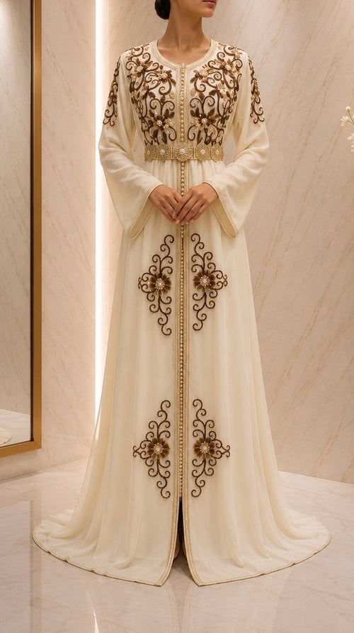 Caftan beige perles