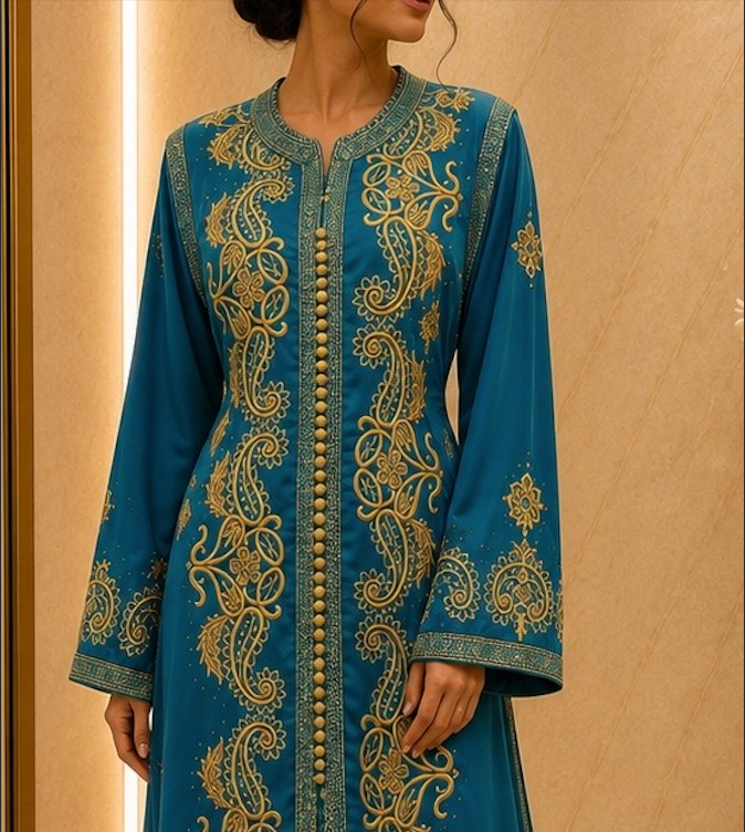 Caftan bleu doré