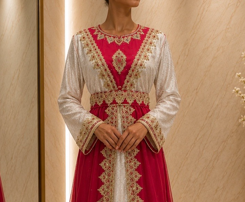 caftan rouge et blanc