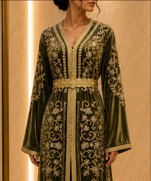 caftan velours vert
