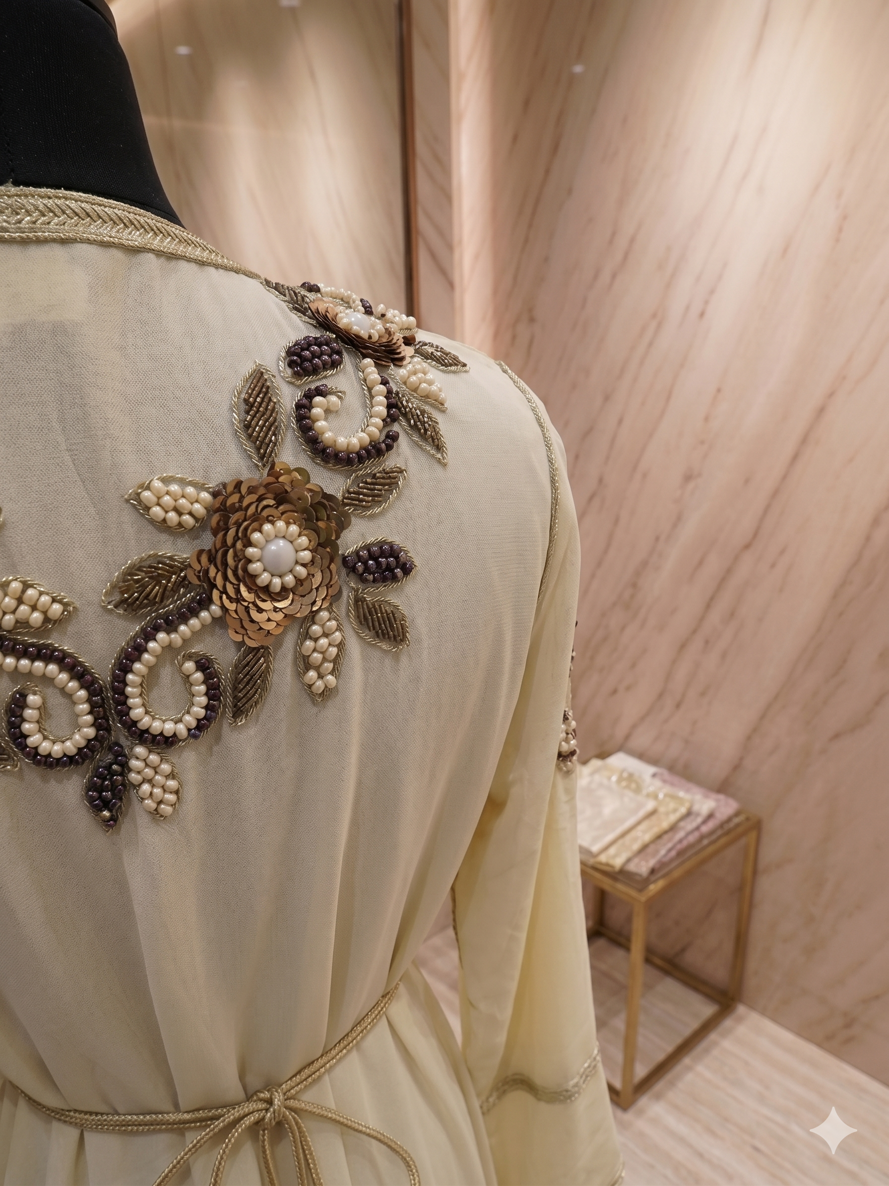 Caftan beige perles