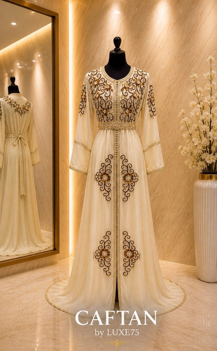 Caftan beige perles