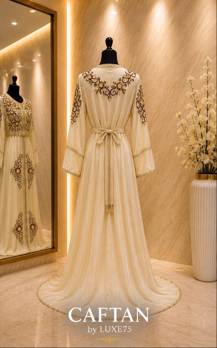 Caftan beige perles