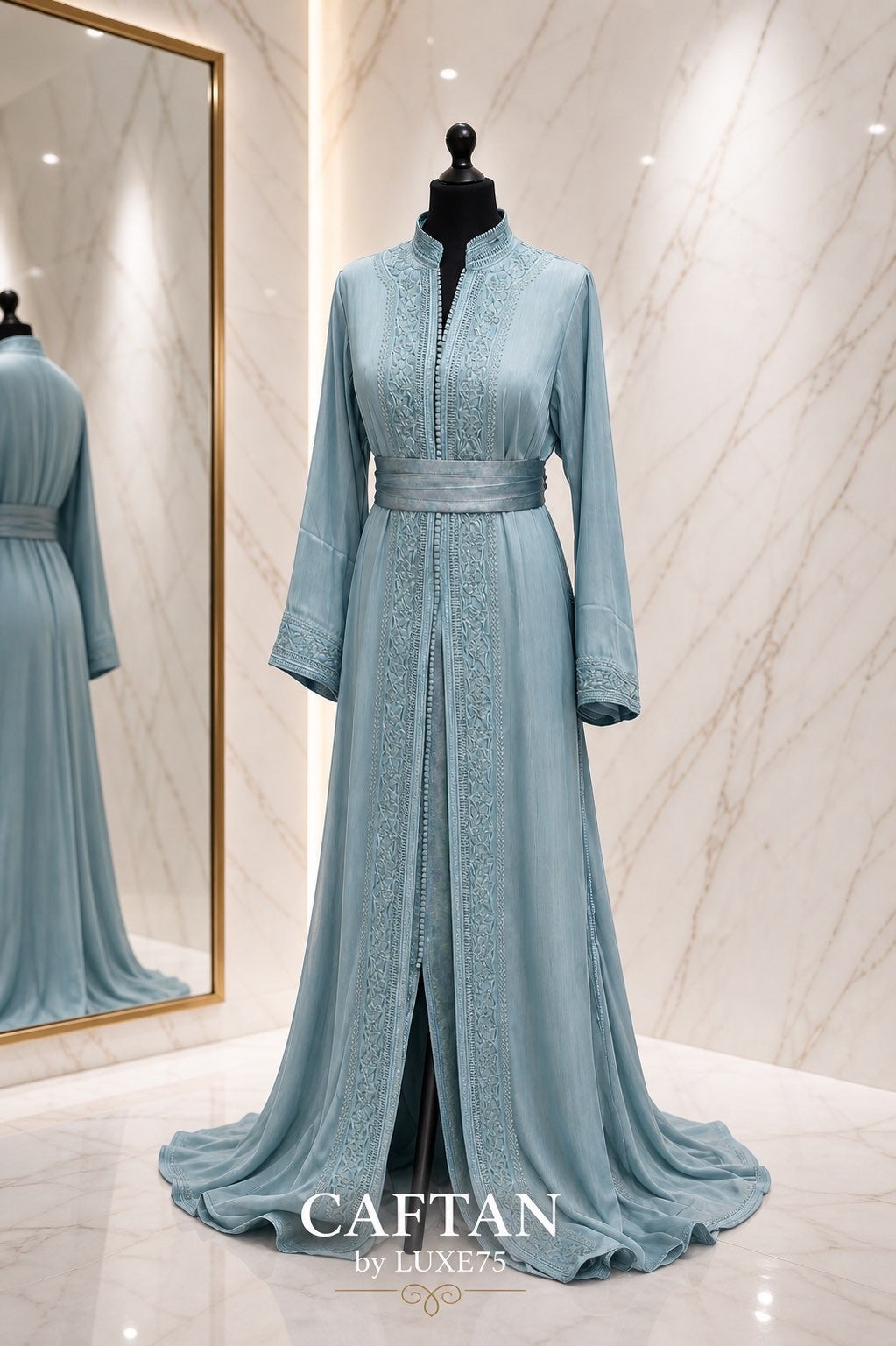 Takchita élégant bleu pastel – Taille 38/40
